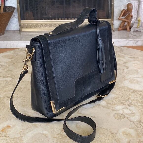 Vince Camuto Black Leather Satchel Shoulder Bag - Picture 3 of 15